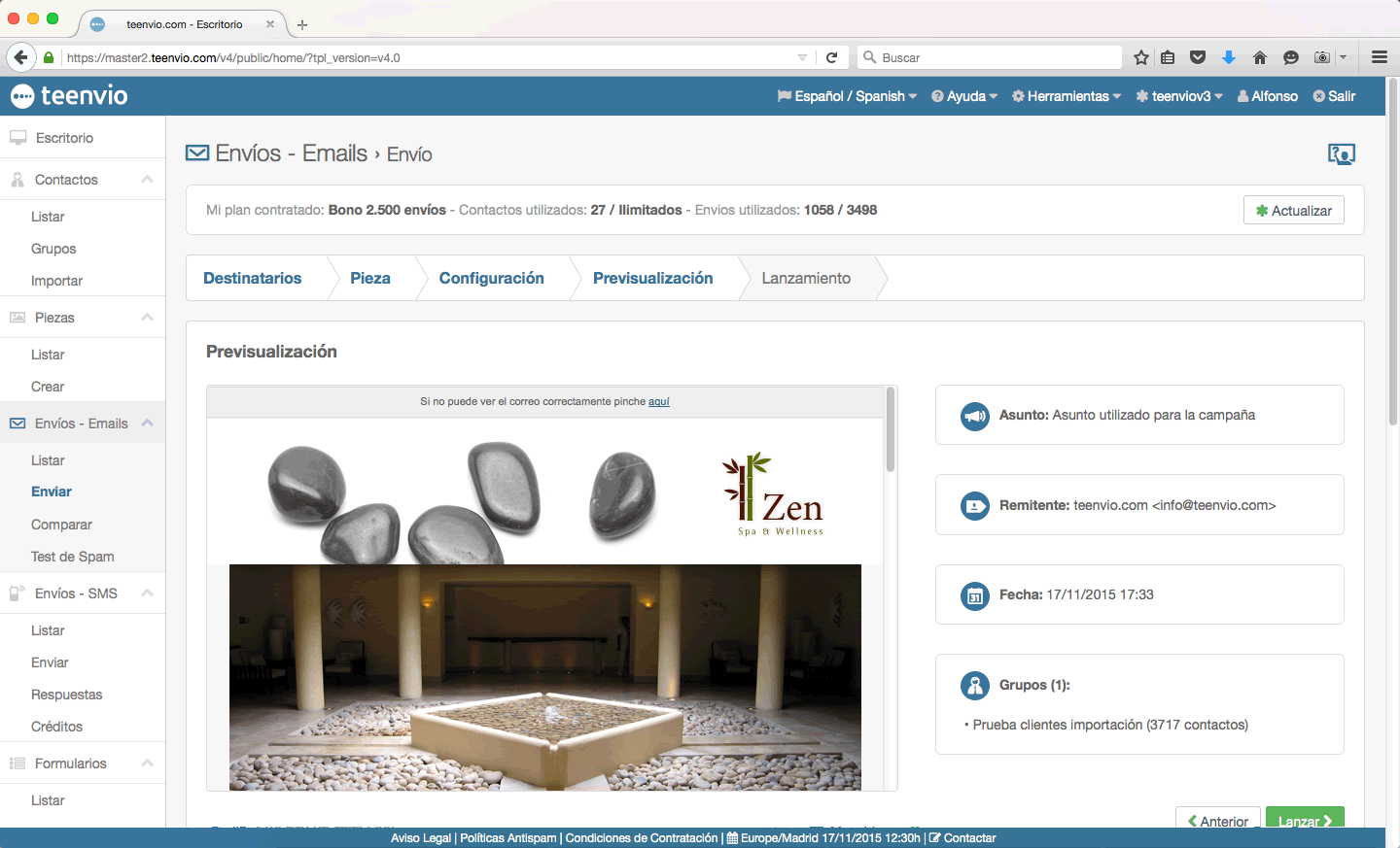 Nuevo email marketing teenvio envío