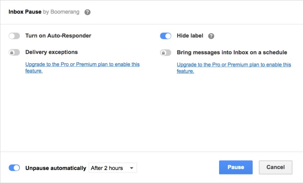Pausar la bandeja de entrada